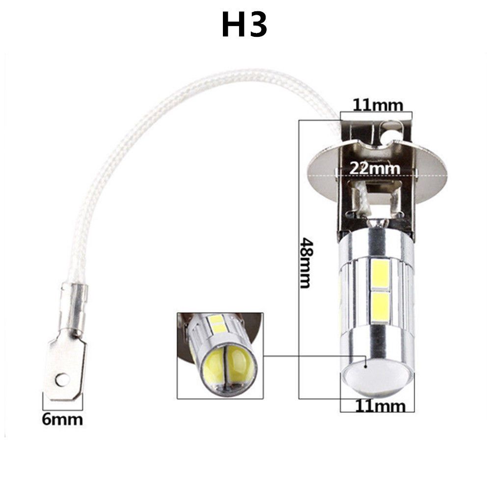 Bộ 2 Bóng Đèn Pha LED COB 6000K H3 10-SMD 5630 Siêu Sáng Cho Xe Hơi
