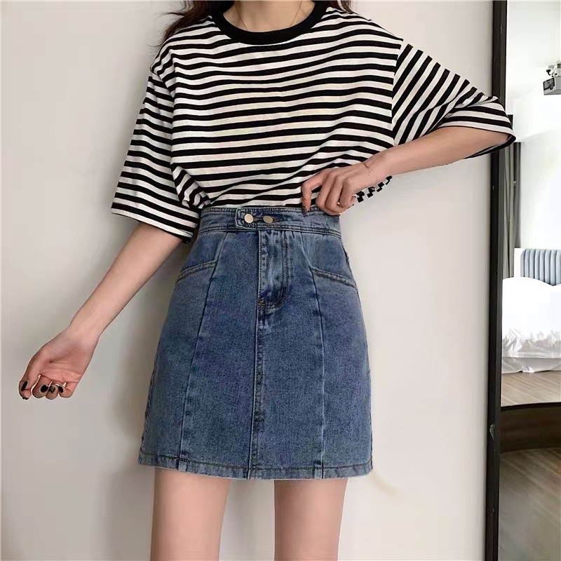 Váy quần jean bigsize line giữa