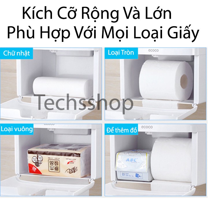 Hộp giấy vệ sinh ecoco e1613 dán tường hình chữ nhật có khe để điện thoại