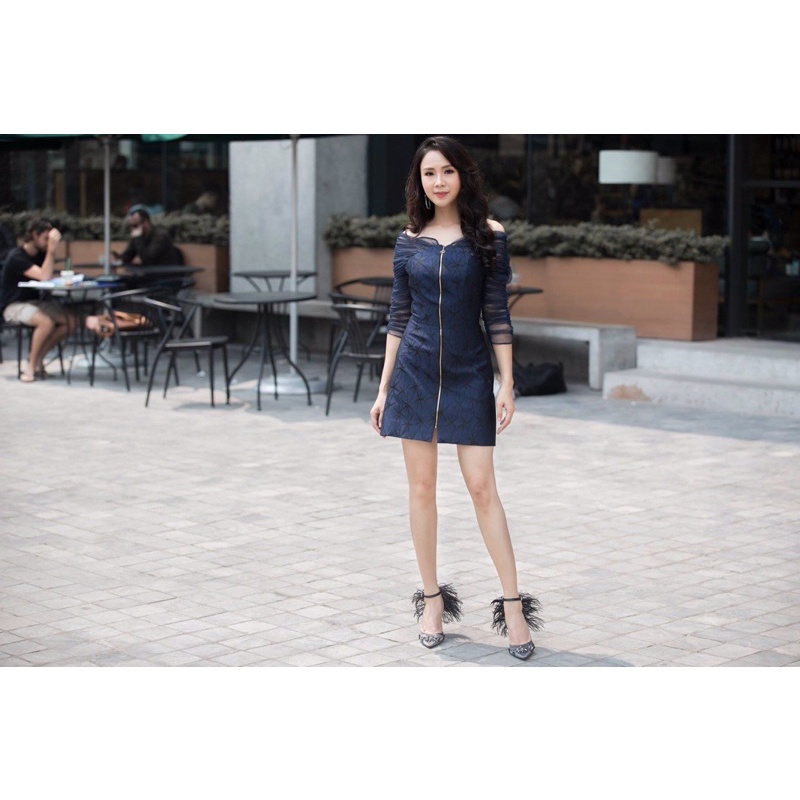 Váy gấm elise xanh