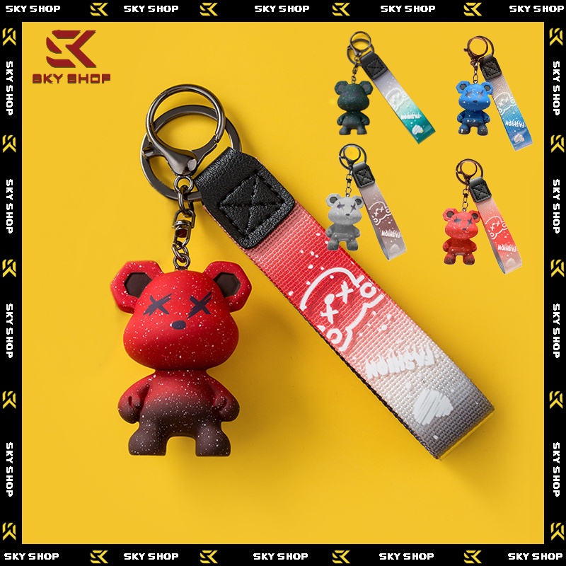Móc khóa cute mô hình gấu Sky Shop MK001 dùng treo chìa khóa, phụ kiện balo túi xách