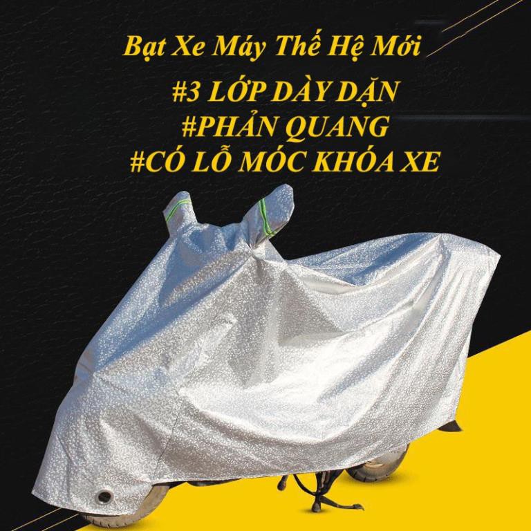 Áo Trùm Xe Máy Loại Dày 3 Lớp Hàng Xịn, Phản Quang Cách Nhiệt Tốt Có Móc Để Khóa Xe