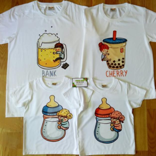 HOT áo thun cặp đôi gia đình chibi trà sữa dễ thương (in tại shop) / uy tín chất lượng