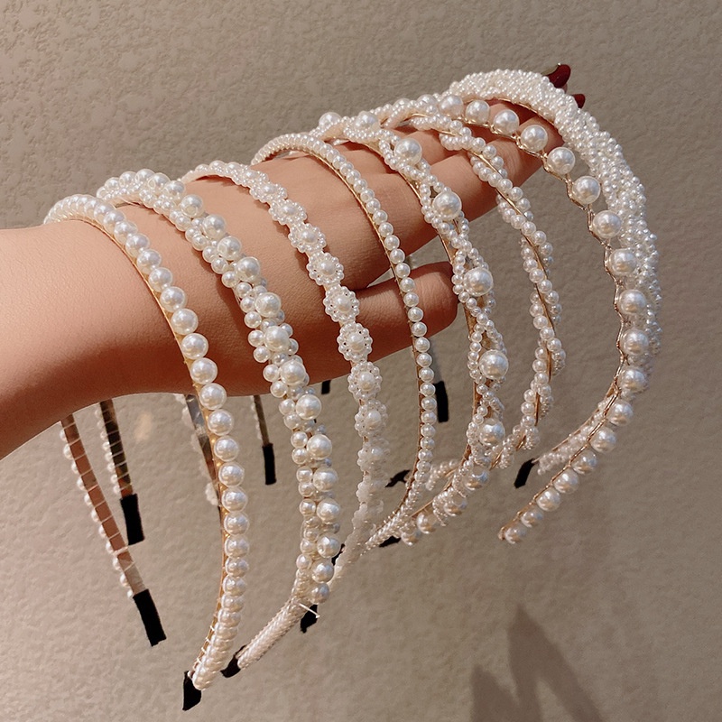 Băng đô bờm cài tóc đính đá hạt ngọc trai phong cách Hàn Quốc tiểu thư mã PK-022