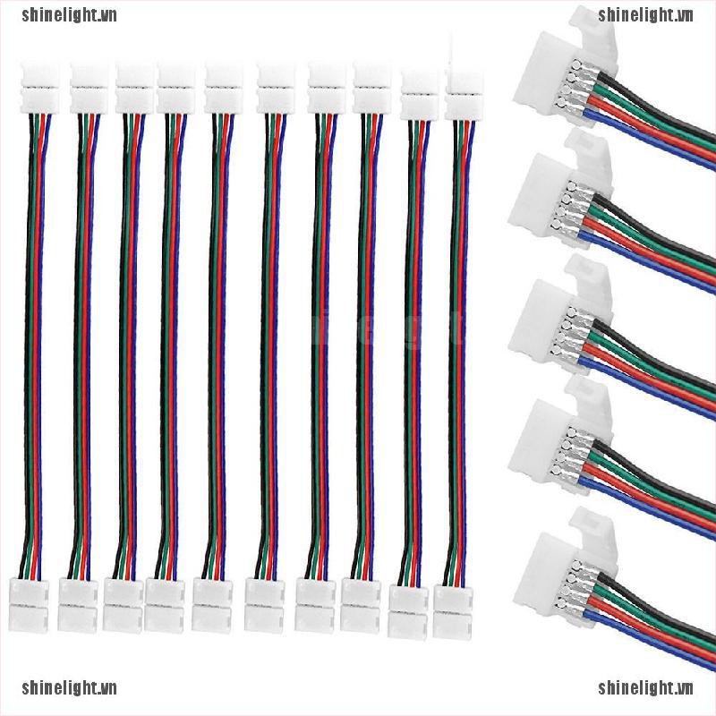 Bộ 2 Đầu Nối 10mm 4pin Kèm Dây Cáp Cho Đèn led SMD 5050 RGB
