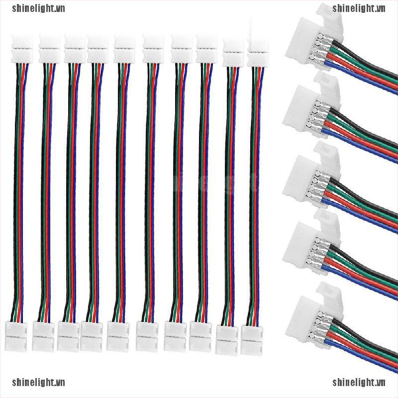 Bộ 2 đầu kết nối 10mm 4pin kèm dây cáp cho đèn led SMD 5050 RGB