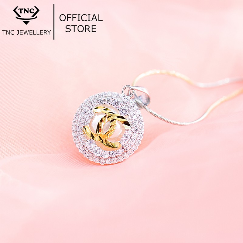 Dây chuyền bạc xi vàng đẹp sang trọng cho nữ mặt chữ X cỡ đại -Trang sức TNC Jewellery