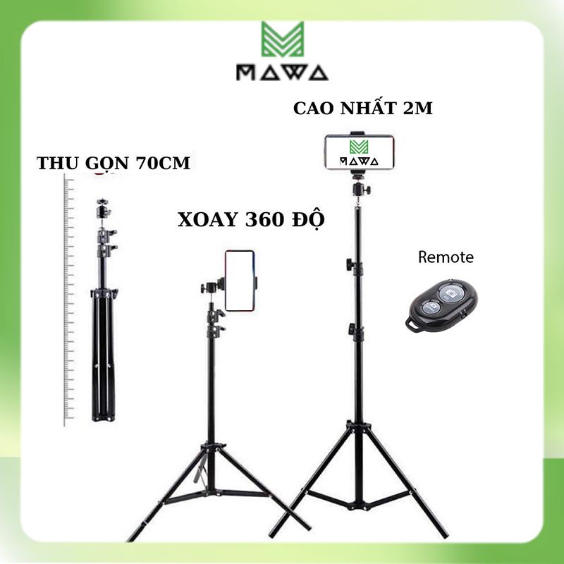 Chây quay titok, tripod điện thoại livestream Selfiecom kèm remote chụp ảnh