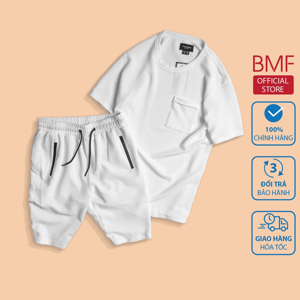 Bộ Quần Áo Nam Cổ Tròn Có Túi Ngực Chất Vải Thun Xốp Cao Cấp, Co Dãn, Chuẩn Form, Lịch Lãm BMF