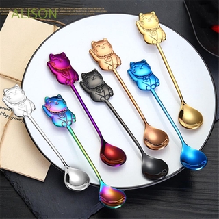 Muỗng Cà Phê Bằng Thép Không Gỉ 14cm Hình Mèo Dễ Thương 304