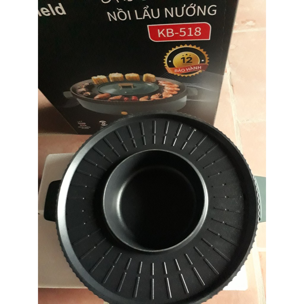 Nồi lẩu nướng điện đa năng 2 trong 1 tròn loại to Nineshield KB-518