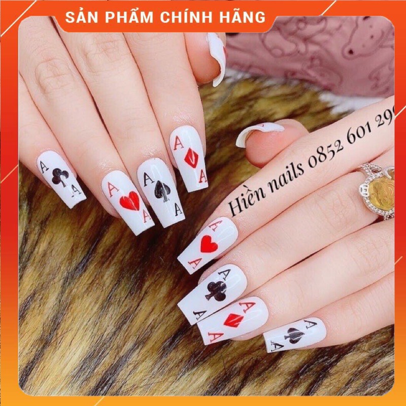 Stick hoạ tiết lá bài, Mẫu hình dán móng lá bài Thiên Di Nail