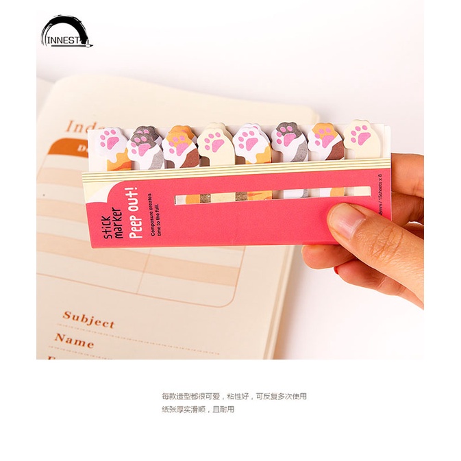 Set Giấy Ghi Chú 8 Trong Một Mini Họa Tiết Động Vật Hoạt Hình Đa Phong Cách