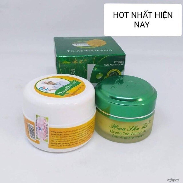 HOT - Combo Kem Tẩy Nám Trà Xanh Của Thái và kem dưỡng trắng da chống nắng Derma doctor sản phẩm y hình