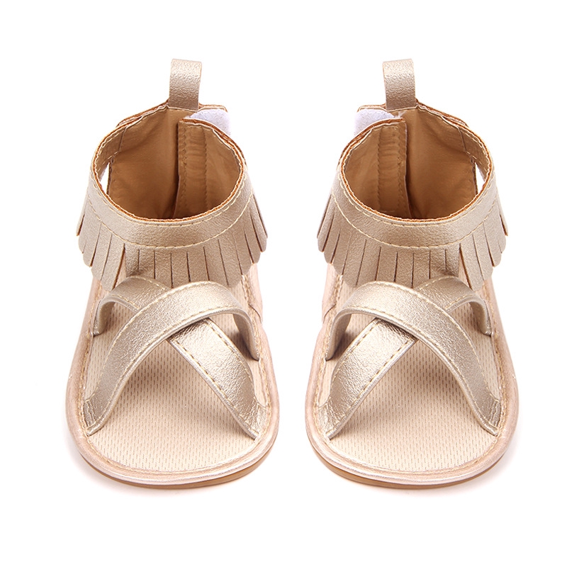 Giày Sandal Da PU Phối Tua Rua Cho Bé Gái