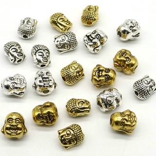 10x8mm Hỗn Hợp Kích Thước 10 Cái / lốc Kim Loại Quyến Rũ Màu Bạc Hợp Kim Kẽm Nụ Cười Đầu Phật Miếng Đệm Hạt Để Làm Đồ Trang Sức