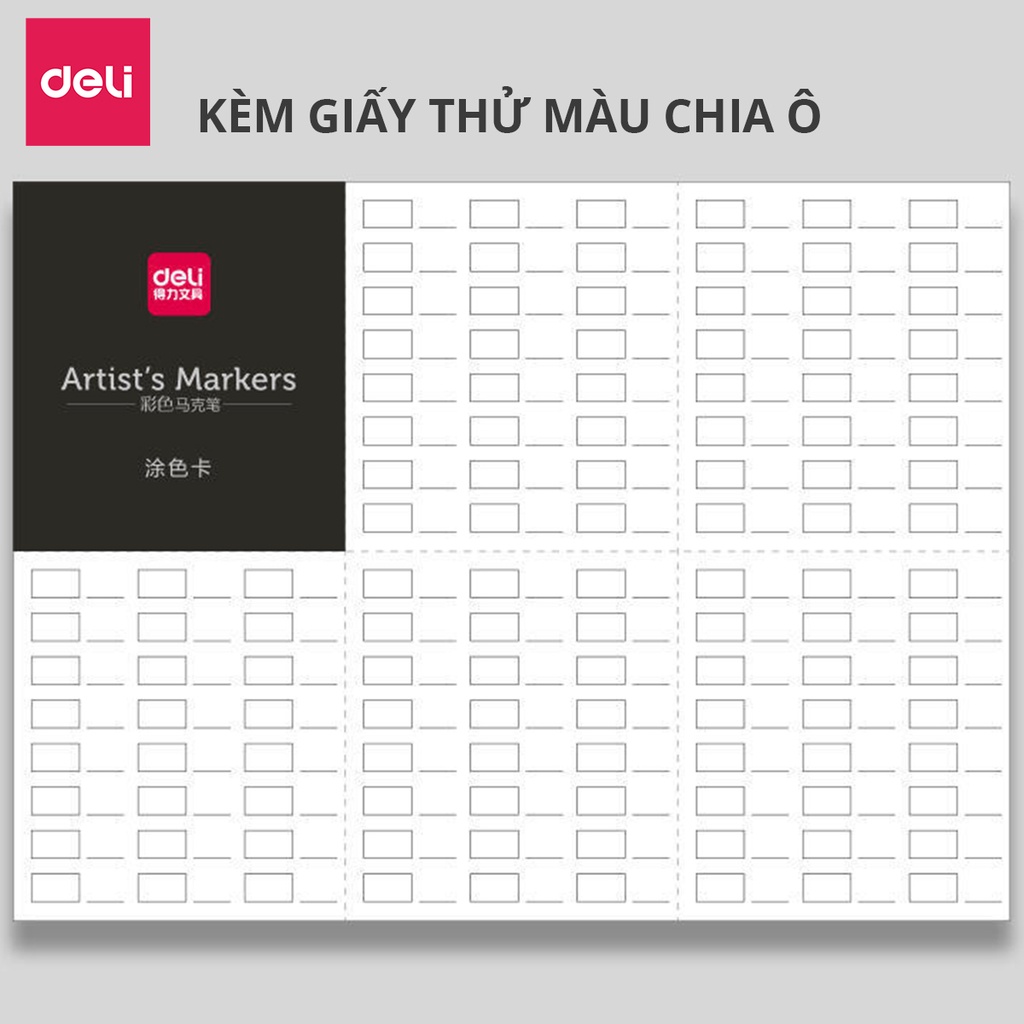 Bút màu marker thân tròn hai đầu Deli - marker hộp nhựa - 70804 .