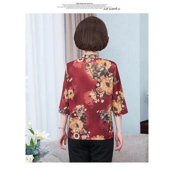 [HÀNG SẴN KHO] áo trung niên nữ cho bà và mẹ cổ trụ in hoa chất liệu mát mềm mịn ATN01