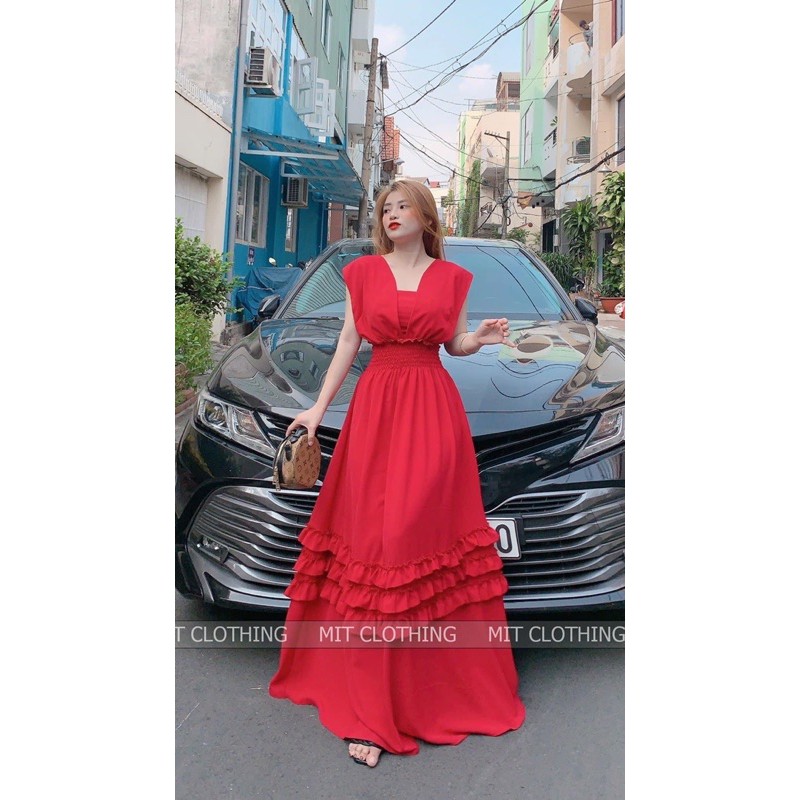 (HÌNH THẬT) MAXI ĐỎ DÂY LƯNG ĐI BIỂN | BigBuy360 - bigbuy360.vn