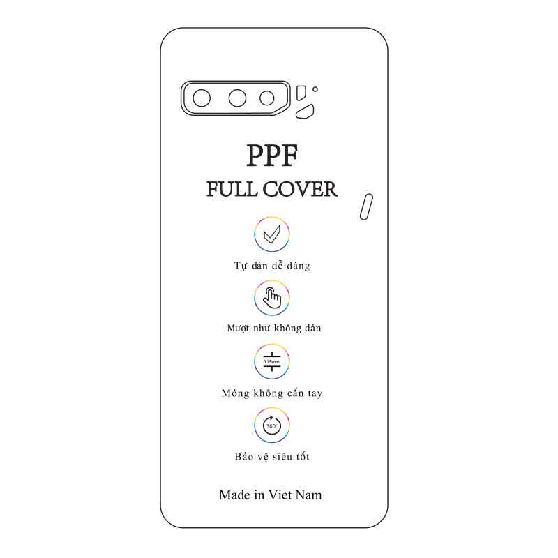 Dán dẻo PPF Rog Phone 3 mặt lưng - Tặng cường lực camera