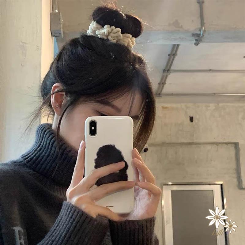 【kifli】Dây buộc tóc cao su bọc lông nhung tinh tế phong cách Hàn Quốc đơn giản cho nữ