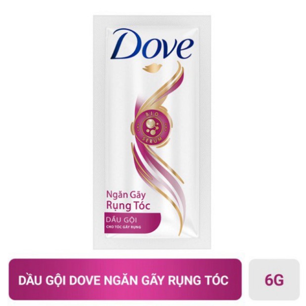 Hàng có sẵn Hàng có sẵn Dây Dầu gội/dầu xả Dove Phục hồi hư tổn gói 6g (dây 12 gói)