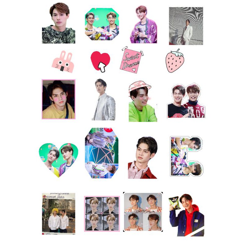 Stickers hình dán tự cắt A4 MewGulf, Codu, PondPhuwin, BrightWin, BounPrem, OffGun, MarkGun, 2Wish