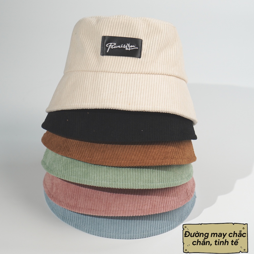 Nón tai bèo cụp ❤️Mũ bucket thêu chữ PromissYou chất nhung tâm cao cấp form unisex N42