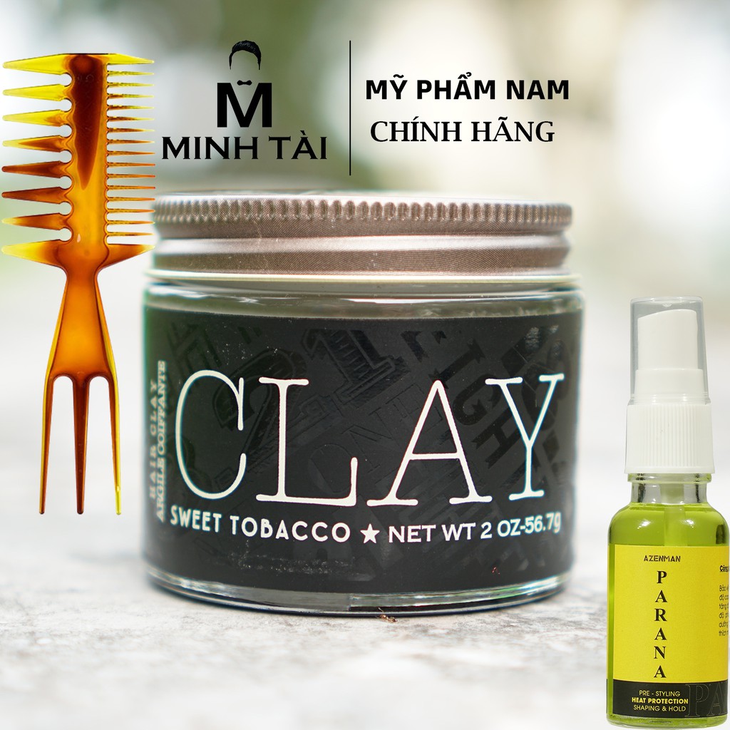 [ Chính Hãng USA ] Sáp vuốt tóc 18.21 Man Made Clay + Tặng Pre-styling Azenman Parana 20ml + Lược Tạo Kiểu