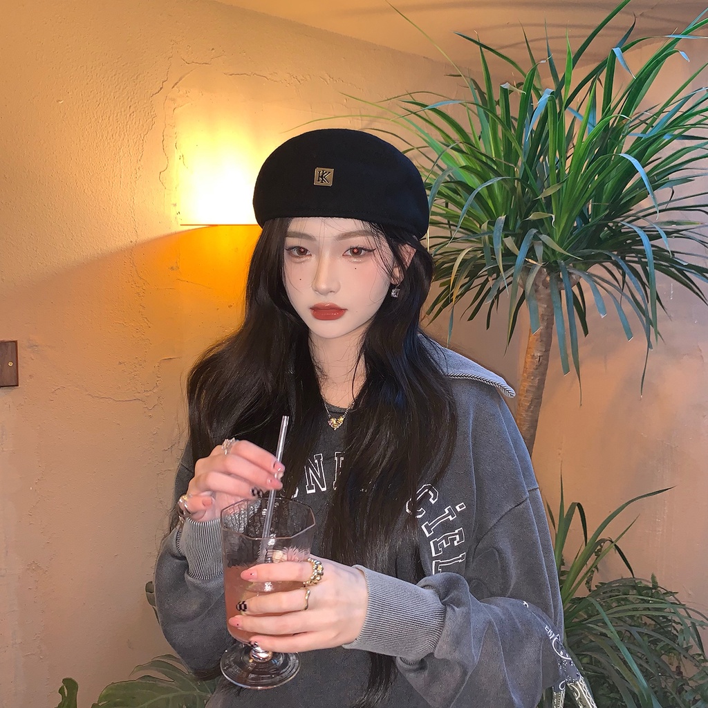 Congee Cocoa ins Mũ Beret Len Thu Đông Phong Cách Retro Nhật Bản Dễ Phối Đồ Cho Nữ