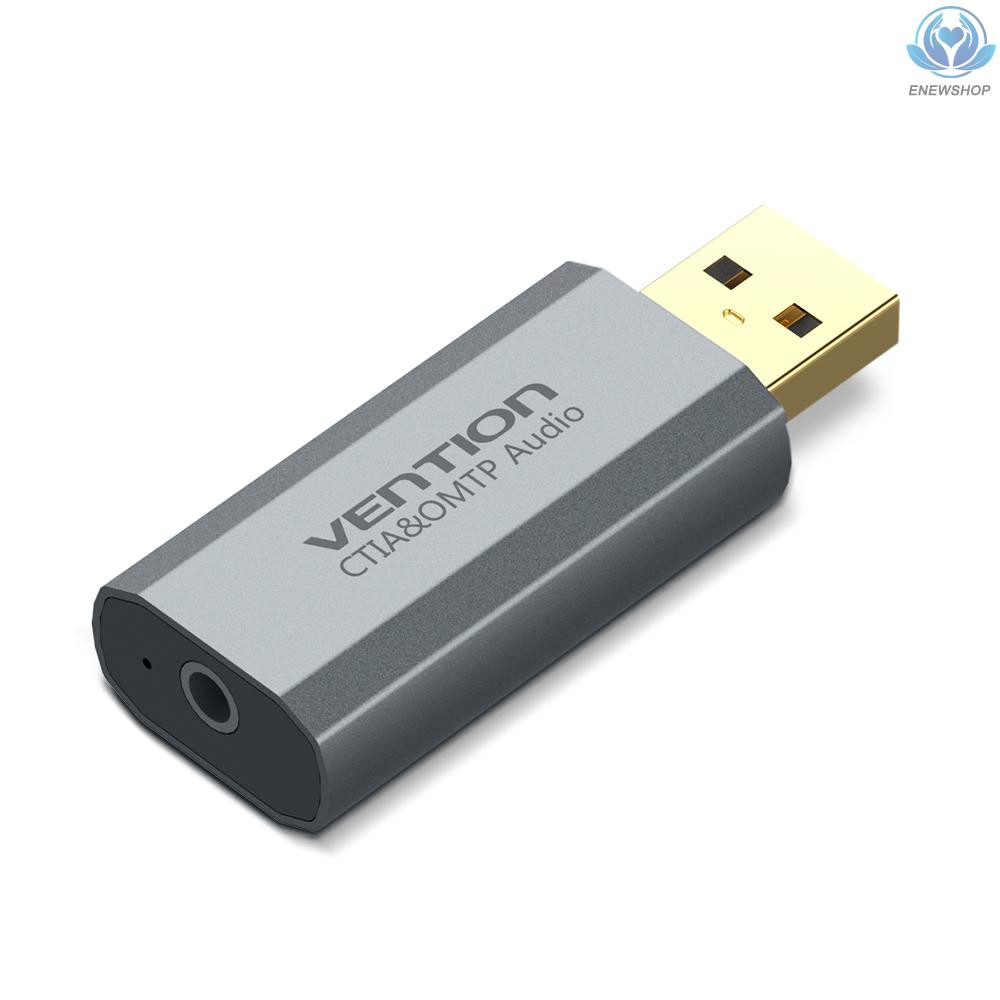 【enew】VENTION USB External Sound Card with 3.5mm Stereo Earphone Mic Adapter HIFI 7.1 Soundtrack Driver-free for PUGB PC Laptop PS4 Black