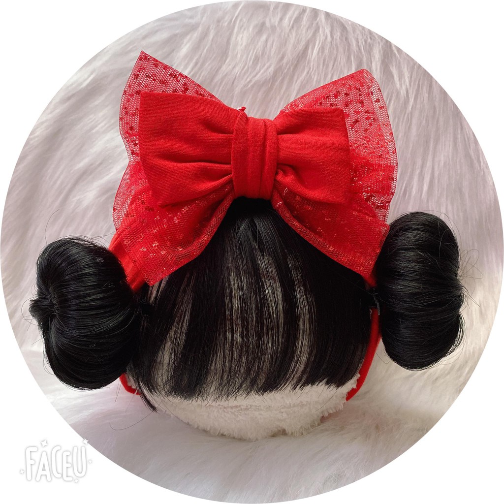 Turban gắn tóc giả cho bé