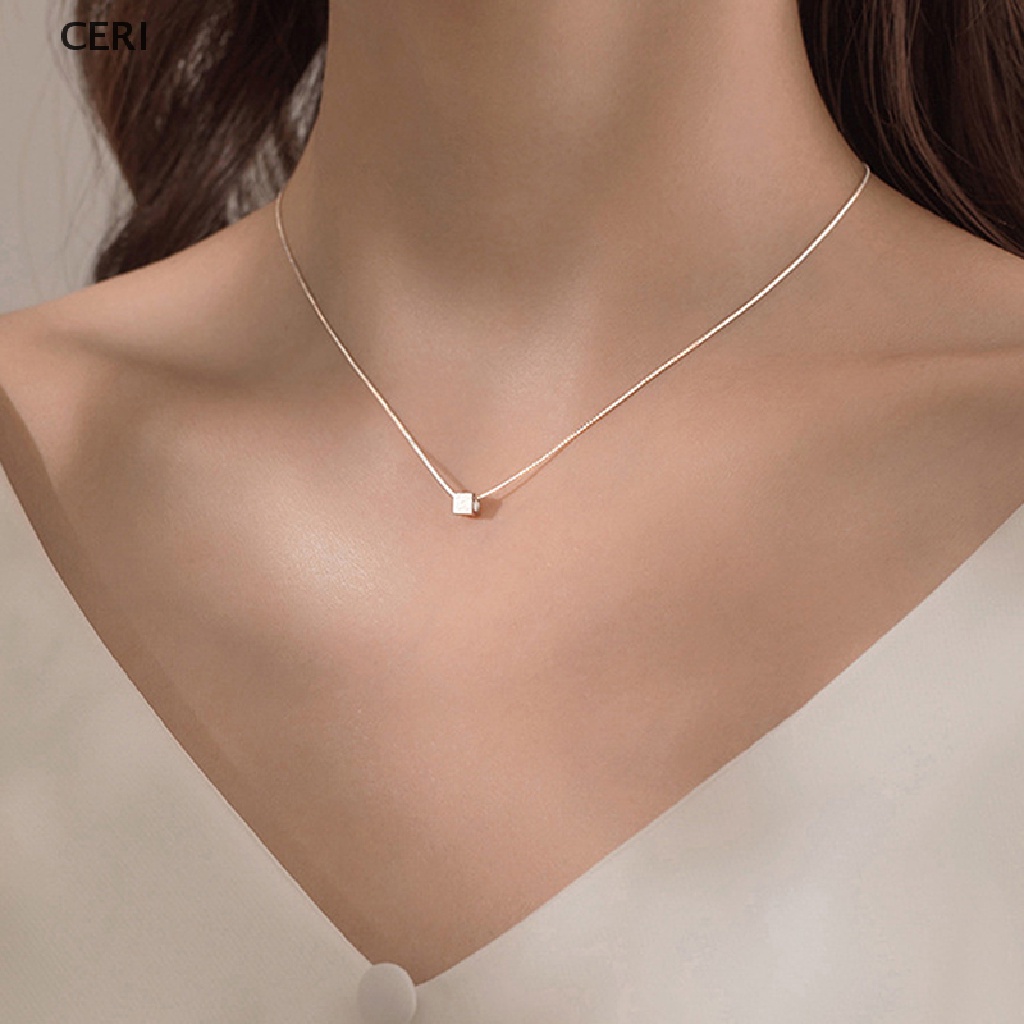 CE Necklaces Geometric Square Necklace Simple Women Fine Jewelry Cute Accessories RI