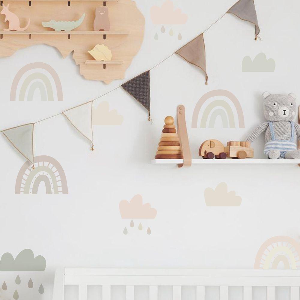 Sticker Dán Tường Tự Dính Họa Tiết Cầu Vồng Dễ Thương Bắt Mắt