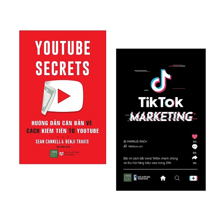 Combo Sách Tiktok marketing + Hướng dẫn kiếm tiền từ Youtube