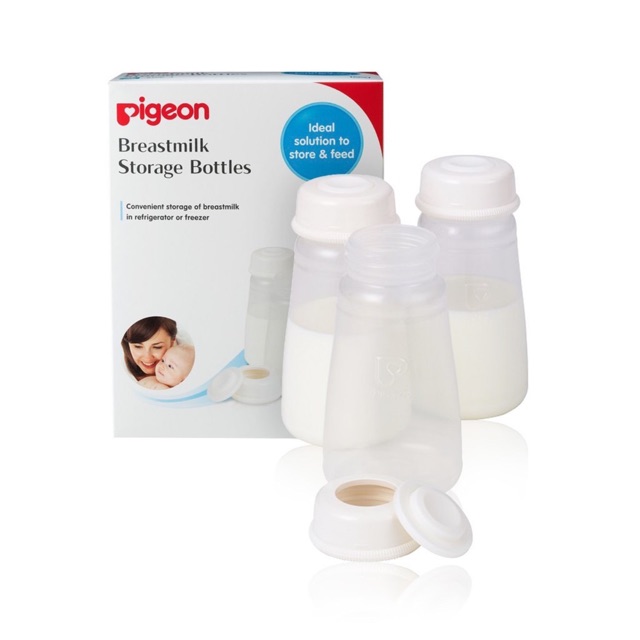 Bộ 3 bình trữ sữa cổ hẹp mới Pigeon (150ml/bình)