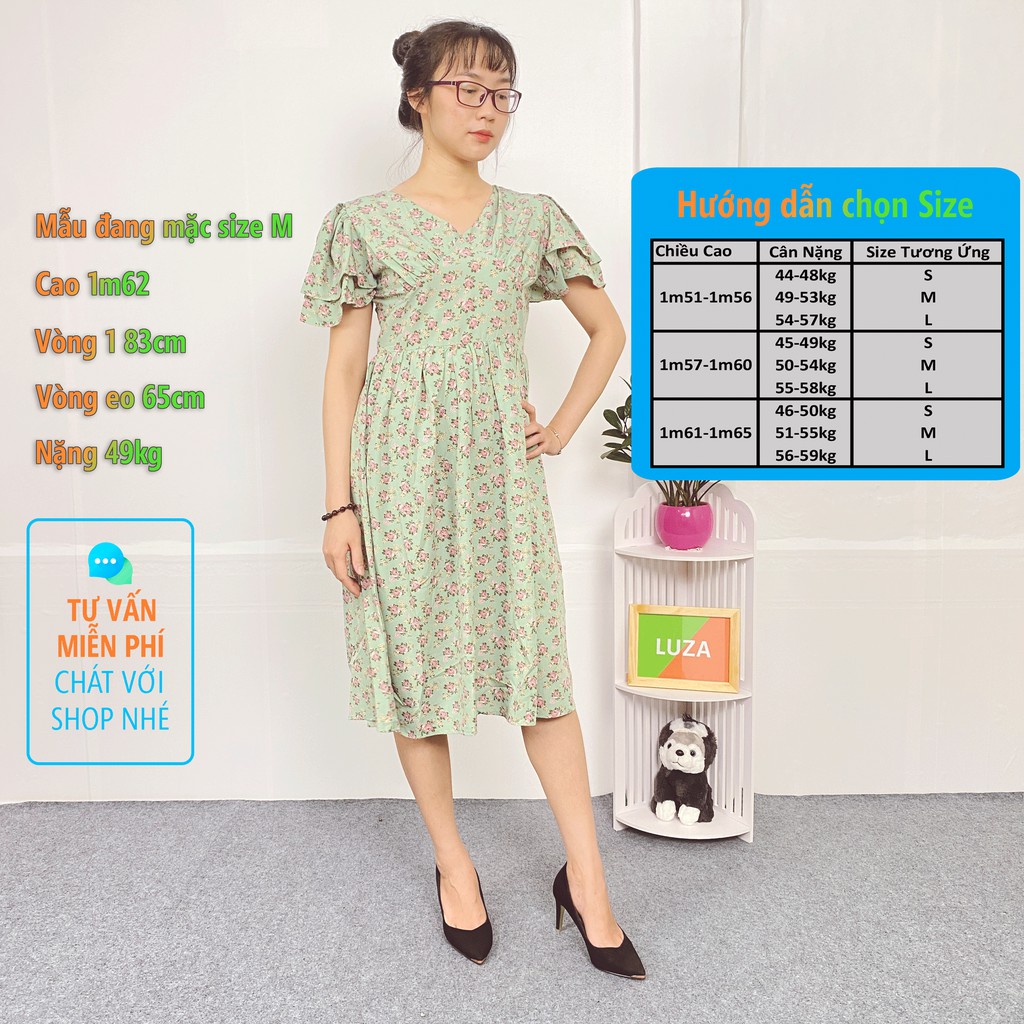 Váy hoa nữ 💖FREESHIP💖 Đầm Hoa Dự Tiệc Dáng Xoè Tay Phồng Dễ Thương | BigBuy360 - bigbuy360.vn
