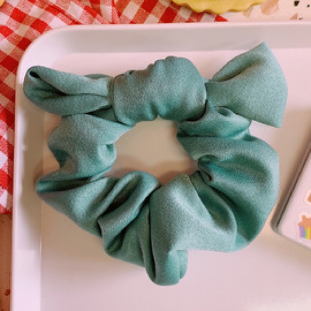 Buộc tóc scrunchies lụa kết nơ tiểu thư ulzzang