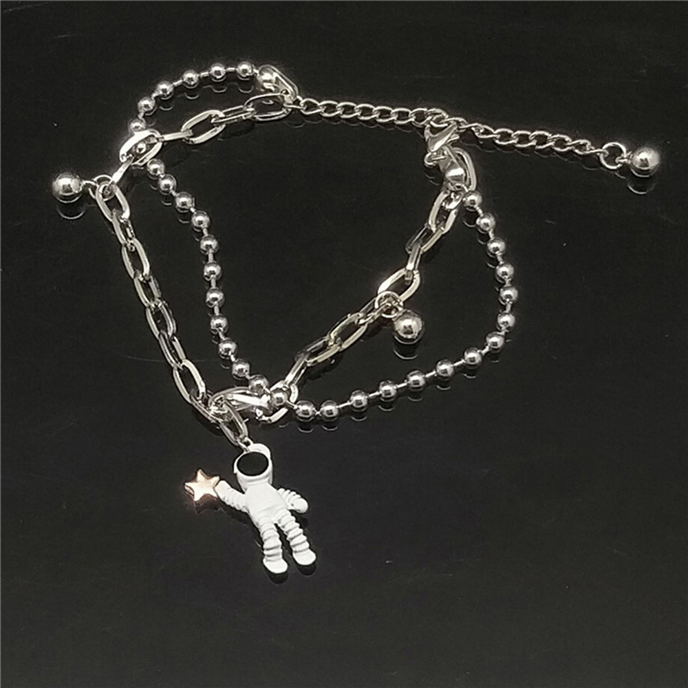 1 Vòng Tay Bạc Mặt Hình Phi Hành Gia Thời Trang Cho Cặp Đôi