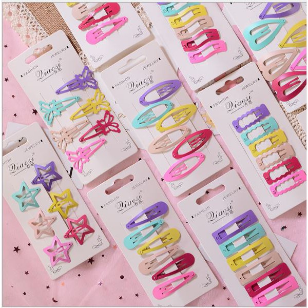 _Set 6 kẹp tóc nhiều màu dễ thương Orin K187 K188 K189 K190 K191 K192 K193 K194 K195 K196