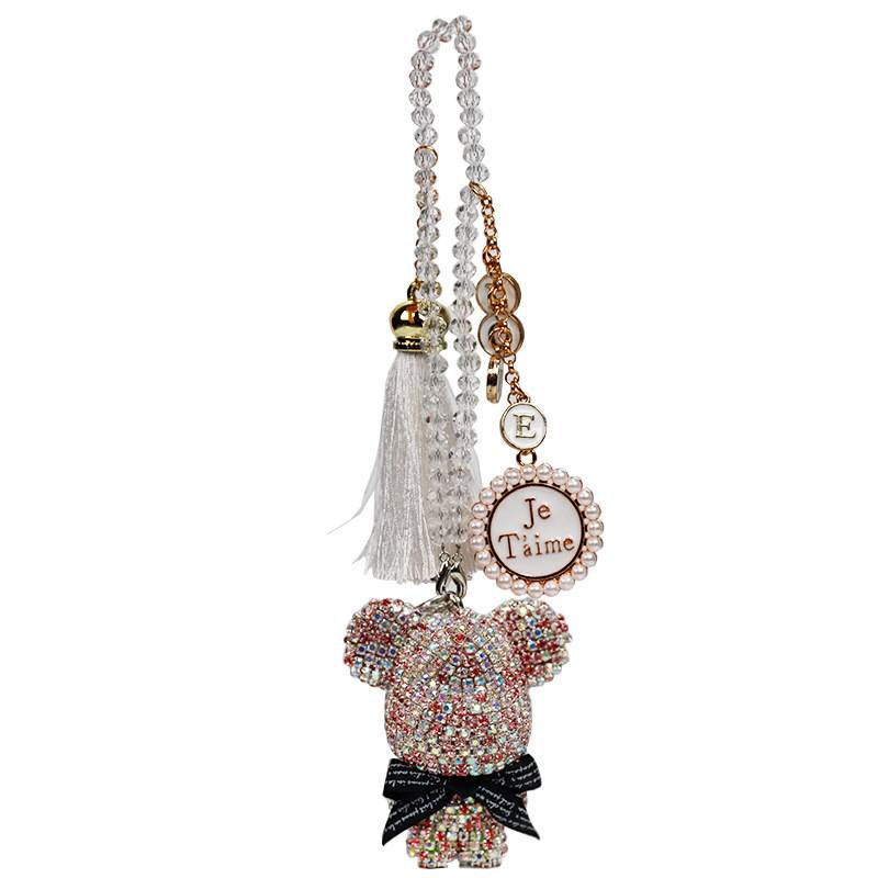 Dây treo trang trí bên trong xe hơi phối hình chú gấu đính pha lê cao cấp