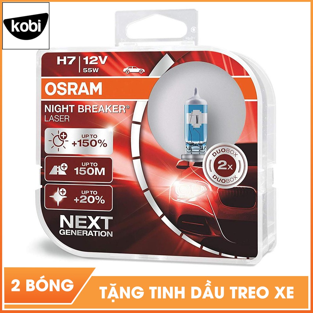 Bóng đèn osram night breaker laser H7 12V 55W siêu sáng cho pha cos ô tô, tăng sáng 150%, model mới 2019 (bộ 2 bóng)