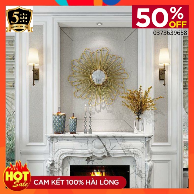 Gương Treo Tường Trang Trí Nhà Cửa Thân Kim Loại Mạ Vàng Mã 2401-Gương Soi Phong Thủy -Decor Tường phong Cách Mới-kt 100