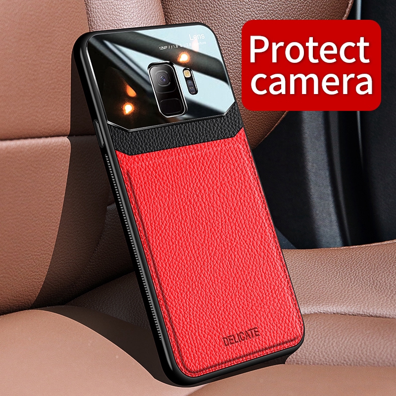 Ốp điện thoại da bảo vệ camera phong cách doanh nhân cho Samsung Galaxy S9 S8 Plus S8+ S9+
