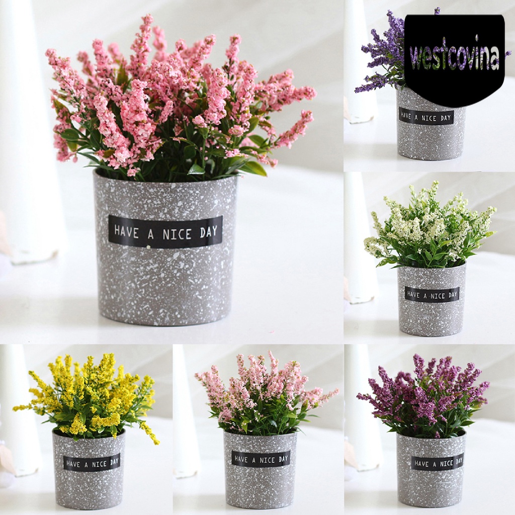 [Hot]☀ 1 Chậu Hoa Oải Hương Nhân Tạo Bằng Nhựa Để Bàn Trang Trí