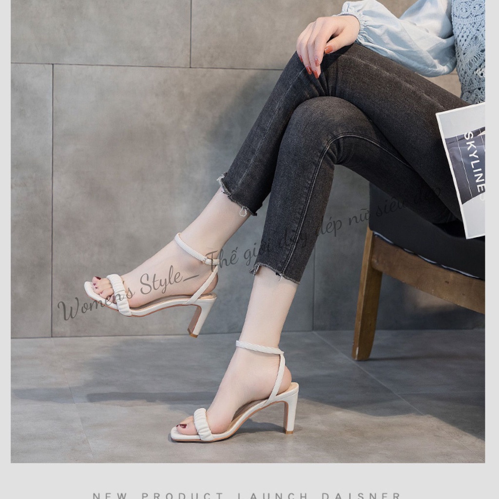 Giày cao gót hở mũi 8 phân MIDUKA, Sandal nữ mùa hè gió tiên basic 3 màu trắng, kem, đen đủ size 35-39 TD23