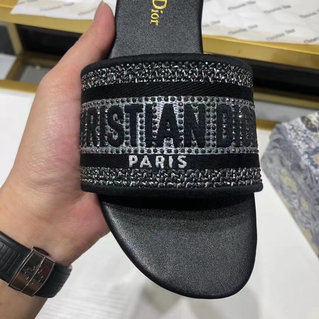 #Xăng đan Cotton Đế Bằng Thêu Họa Tiết Mới Cho Nữ Không Hộp