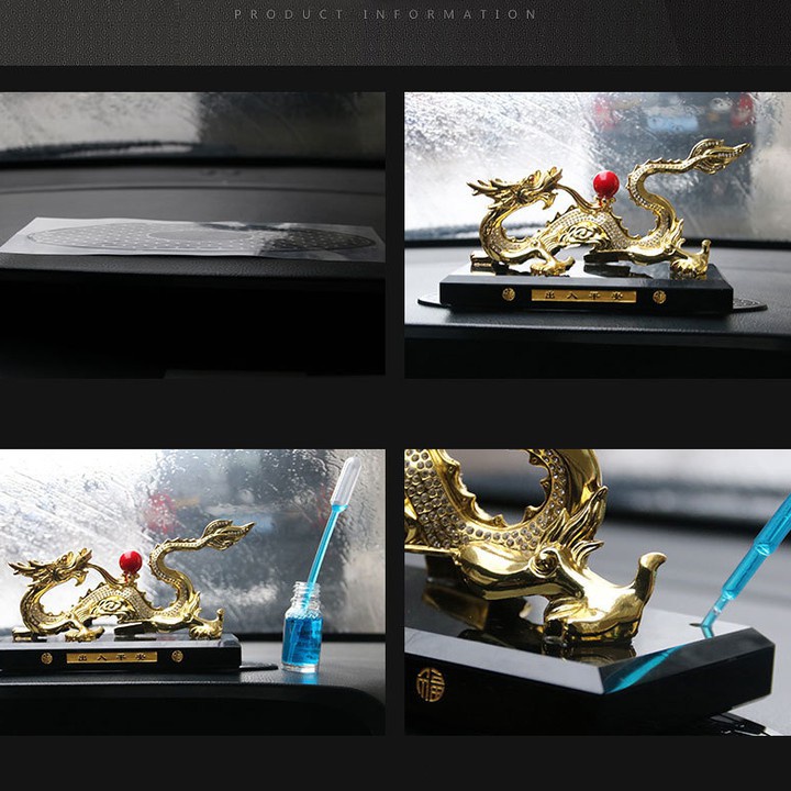 Tượng Rồng Mạ Vàng 24K Nhả Ngọc Trang Trí Phong Thủy Ô Tô