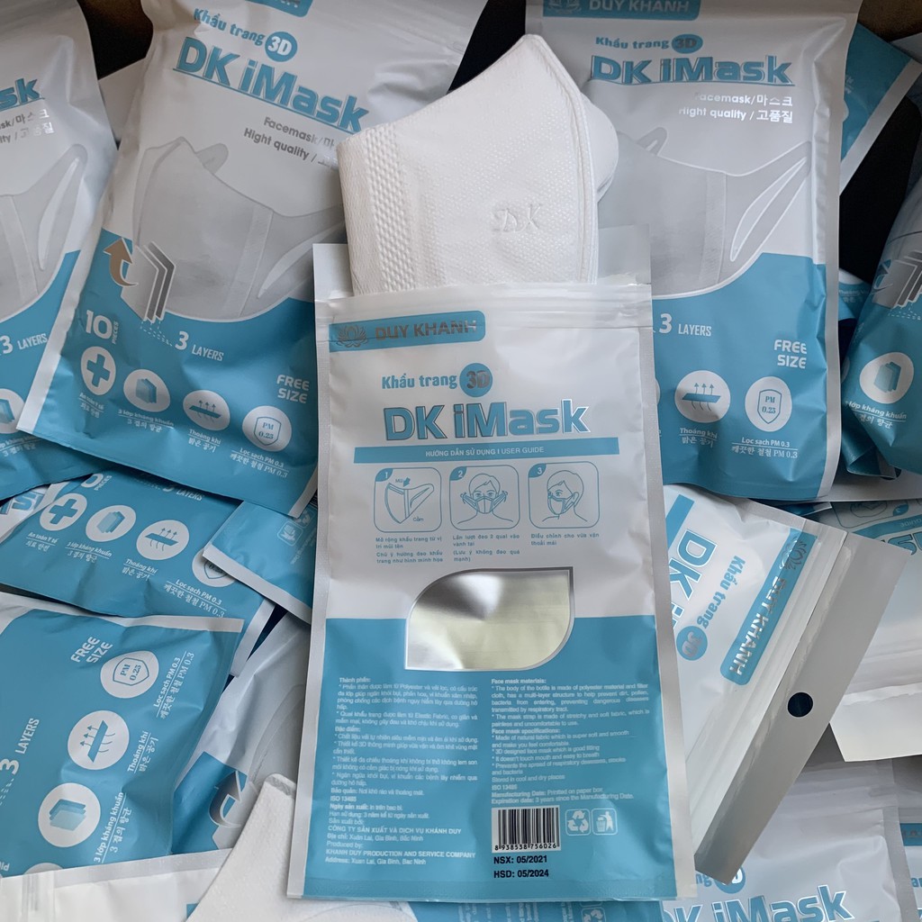 Khẩu trang 3D MASK Duy Khánh túi đóng 10 cái giúp chống bụi hiệu quả tiện lợi | BigBuy360 - bigbuy360.vn