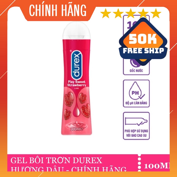 Gel bôi trơn tạo độ ẩm tự nhiên hương dâu Durex Saucy Strawberry 100ml CHÍNH HÃNG